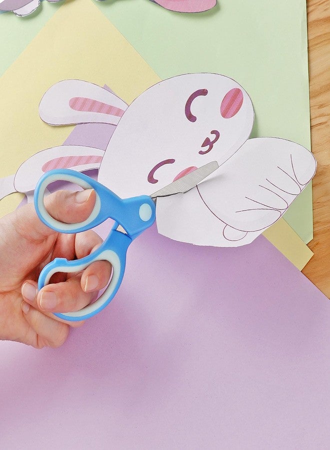 Asdirne Left Kids Scissors, Safety Children Scissors with Blunt Tip Stainless Steel Blades and Soft Grip, Great for Home and School, Assorted Color, 13.5cm, 3 Pack - Image 2